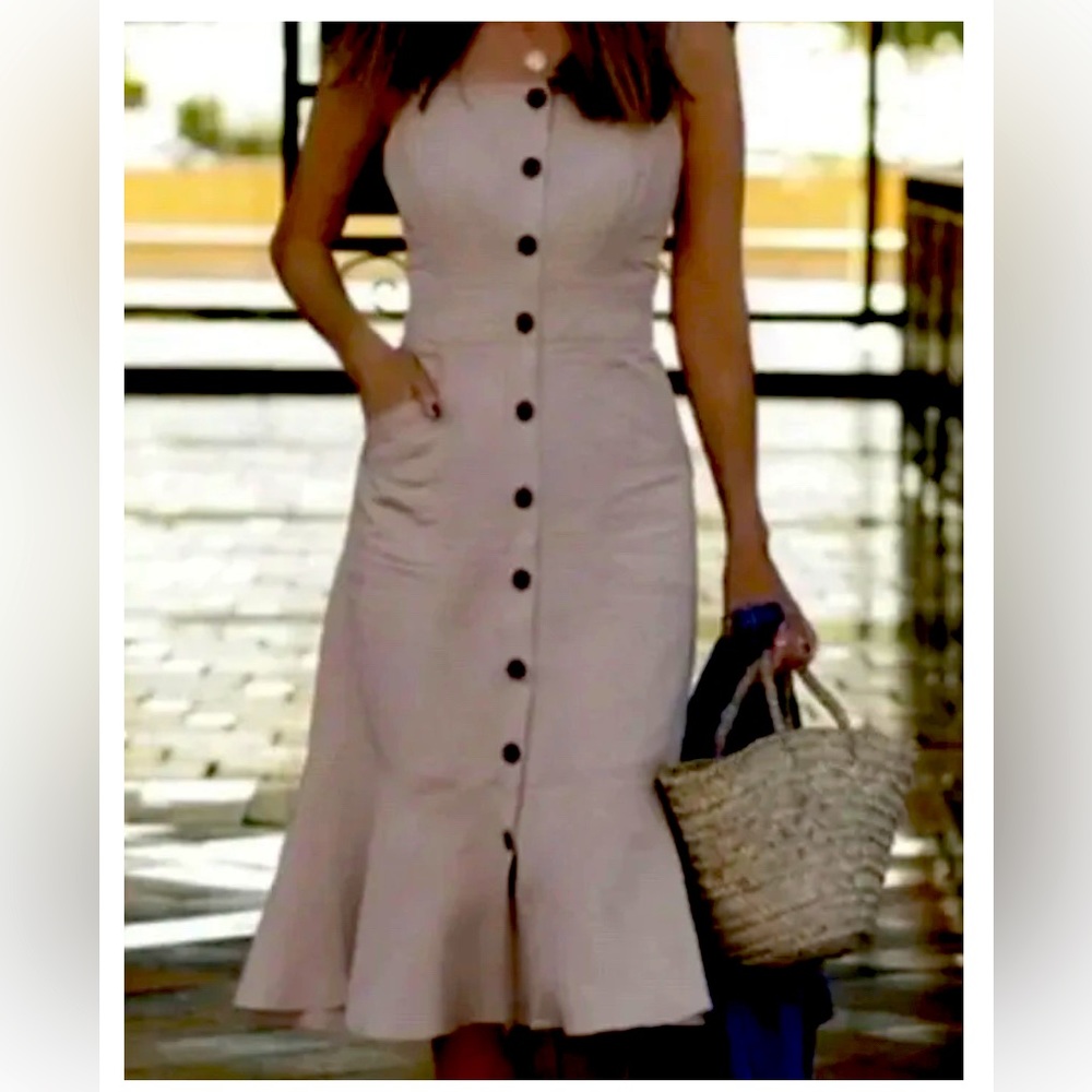 Banana republic light brown dress so unique style with pockets size cero